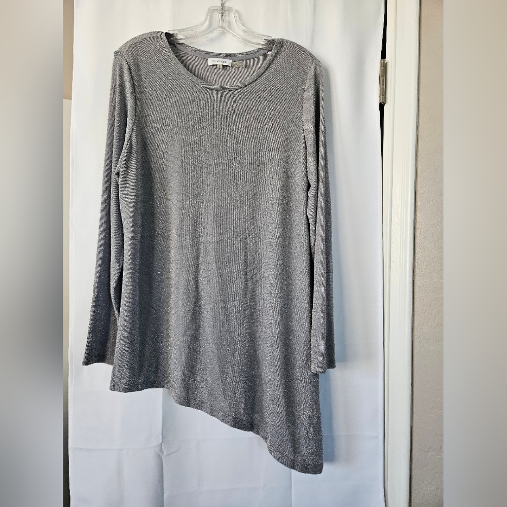 Calvin Klein asymmetrical hem long sleeve shimmery top‎ size medium